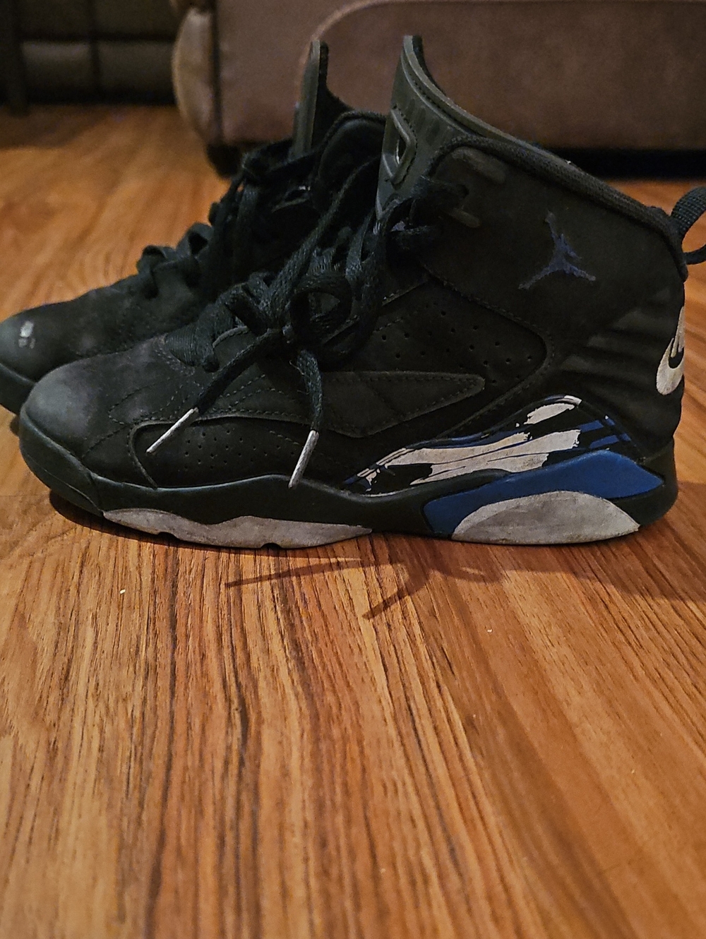 Jordan Kids Black and Blue High-Top Sneakers